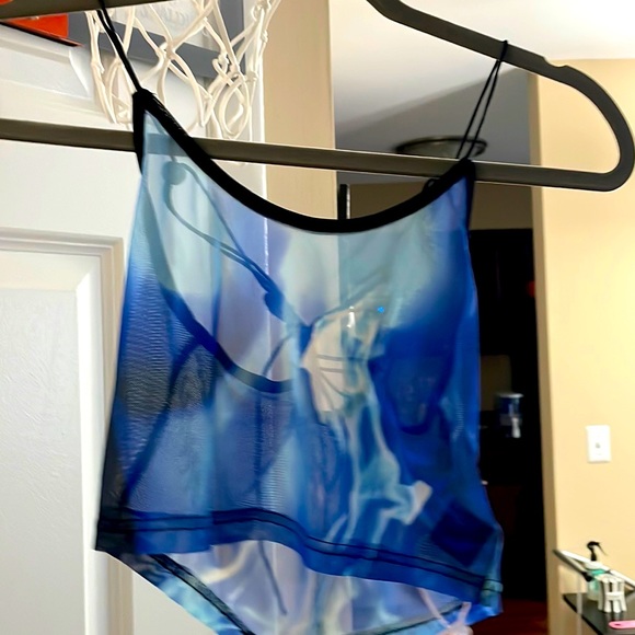 Lace Up Body Print Tie Dye Cami crop Tank Top with adjustable straps-BRAND NEW! - Picture 4 of 12